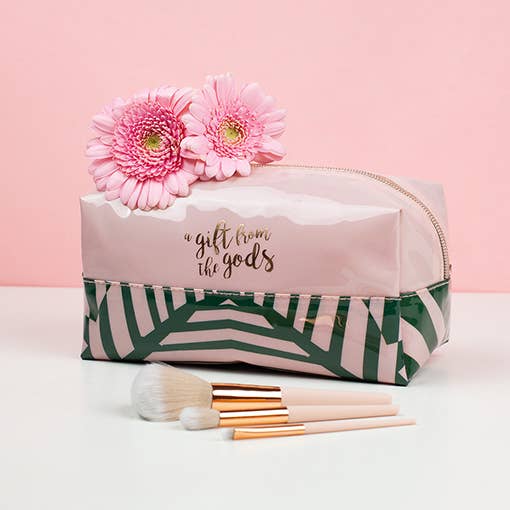 Square Make-Up Bag Tropical A Gift From The Gods Pink Green