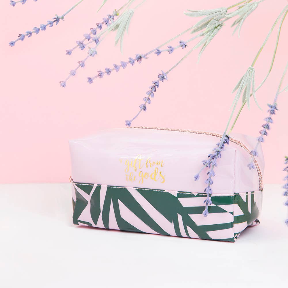 Square Make-Up Bag Tropical A Gift From The Gods Pink Green