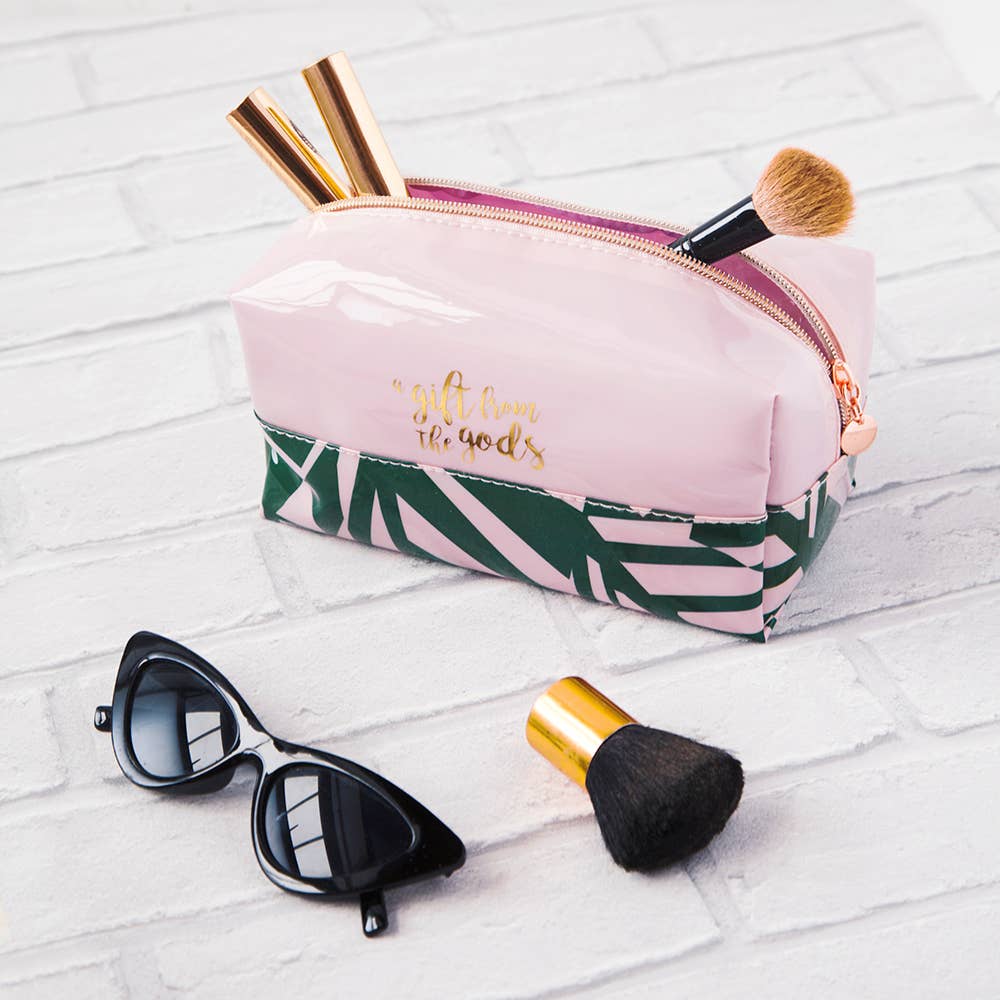 Square Make-Up Bag Tropical A Gift From The Gods Pink Green