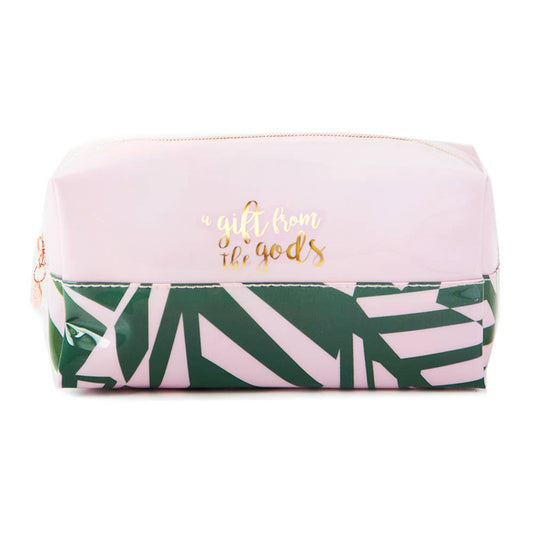 Square Make-Up Bag Tropical A Gift From The Gods Pink Green