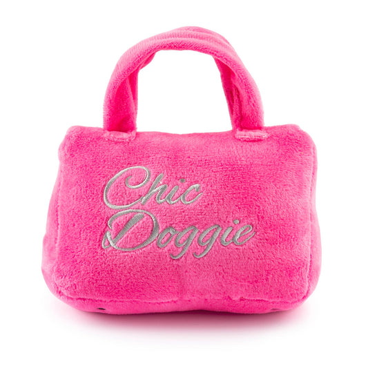 Barkin Bag -  *CHIC DOGGIE* Pink w/ Scarf Squeaker Dog Toy